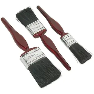 Premium 3 Piece Pure Bristle Paint Brush Set with Square Cut Ends - 25mm, 38mm, 50mm