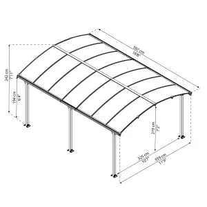 Palram - Canopia Tucson Grey Rectangular Gazebo, (W)5.02m (D)3.59m - Assembly required