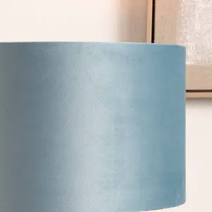 35cm Duck Egg Velvet Cylinder Lampshade Soft Blue Table Lamp Shade