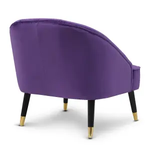 Velvet Purple Slipper Bedroom Accent Chair