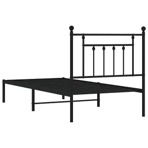 Berkfield Metal Bed Frame with Headboard Black 80x200 cm