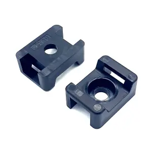 PEPTE 100 x Cable Tie Saddle Mounts Holders For Max 5mm Ties Black15x10mm