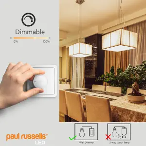 paul russells LED GLS Dimmable Bulb Edison Screw ES E27, 8.5W 806Lumens 60w Equivalent, 2700K Warm White Light Bulbs, Pack of 10