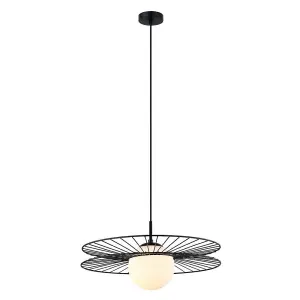 Luminosa Modern Hanging Pendant Black 1 Light  with Black, White Shade, E27