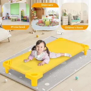 Costway 4PCS Stackable Daycare Cot Portable Toddler Bed Easy Lift Corners Kids Nap Cot