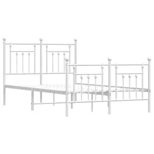 Berkfield Metal Bed Frame with Headboard and Footboard White 120x200 cm