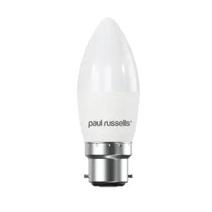 paul russells LED Candle Dimmable Bulb Bayonet Cap BC B22, 5.5W 470Lumens C37, 40w Equivalent, 4000K Cool/Natural White Light