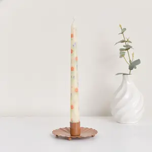 Melody Maison Rust Brown Round Scallop Candlestick Holder