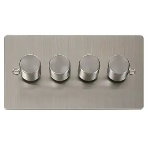 Flat Plate Stainless Steel 4 Gang 2 Way LED 100W Trailing Edge Dimmer Light Switch. - SE Home