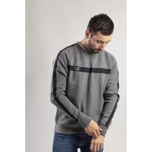 Caterpillar Icon Stripe Crew Neck Sweatshirt Jumper Grey - XXL