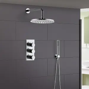 Calla Round Concealed Thermostatic Shower Valve Mixer Set - Shower Head & Handset