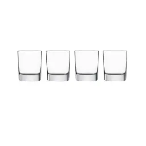 Luigi Bormioli Strauss Clear Round Crystal Dishwasher Safe Whisky Glasses Set 285ml Pack of 4