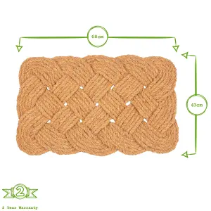 Nicola Spring Natural Coir Knotted Door Mat - 68cm x 43cm - Pack of 2