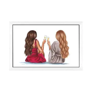 Cheers by Elza Fouche - Print on Canvas White Framed / 101.6cm H x 152.4cm W x 3.81cm D