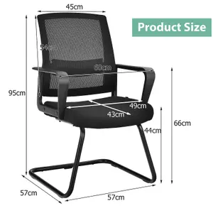 Costway Meeting Office Chairs Mid-Back Mesh Reception Chair w/ Adjustable Lumbar Support