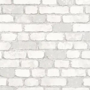 Galerie Industrial Effects WhiteGlass Stone Brick Effect Wallpaper Roll