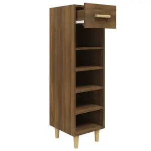 Berkfield Shoe Cabinet Brown Oak 30x35x105 cm Engineered Wood