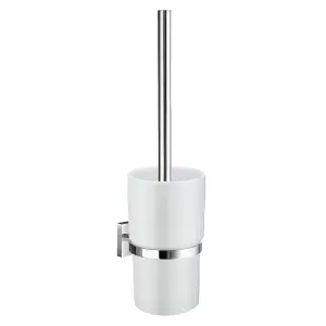 Smedbo Wall Mounted Toilet Brush and Porcelain Container