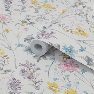 Laura Ashley Multicolour Wild meadow Smooth Wallpaper Sample