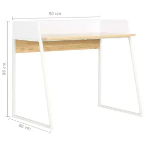 Berkfield Desk White and Oak 90x60x88 cm