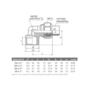 Invena PEX-AL-PEX 16mm x 1/2" Male BSP Compression Fittings Elbow Pipe Connector