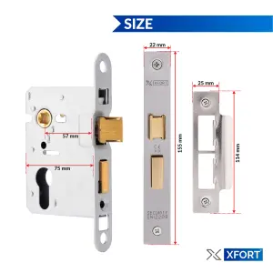 XFORT Polished Chrome Euro Profile Sashlock 75mm