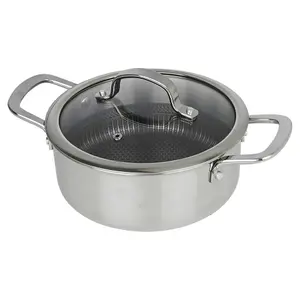 URBNCHEF 20cm Diameter 6Pcs Non Stick Stainless Steel Induction Frying Pan Saucepan Casserole Set