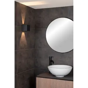 Lucide Axi Modern Square Up Down Wall Spotlight Bathroom - LED - 2x3,5W 2700K - IP54 - Black