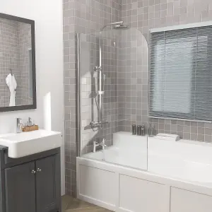 Rinse 800x1400 Bath Screen Pivot Bath Shower Easy Clean Glass Screen Reversible Door Panel Chrome