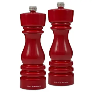 Cole & Mason London Red Gloss Salt & Pepper Mill Set 180mm