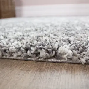 Super Soft Silver Grey Mottled Shaggy Area Rug 200x290cm