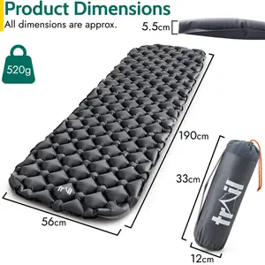 Lightweight Sleeping Mat Ultra Light Inflatable Camping Air Pad Waterproof 5.5cm - Black