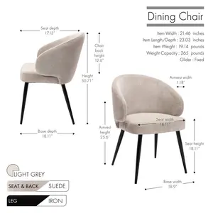 Cloey Canei Upholstered Dining Chair Light Grey