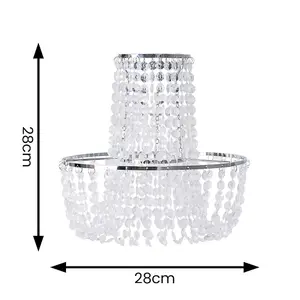 ValueLights Tegan Silver Jewel Acrylic Droplet Chandelier Easy Fit Ceiling Light Shade - Bulb Included