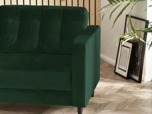 Furniturebox Jenna 3 Seater Emerald Green Velvet Sofa With Solid Wood Frame