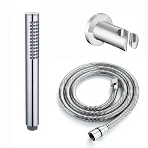 ENKI Chrome Round Pencil Silicone Jet Brass Hand Shower with Hose & Wall Bracket EH019