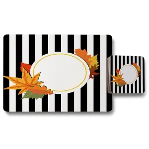 Black Stripes, Autumn Leaves (Placemat & Coaster Set) / Default Title