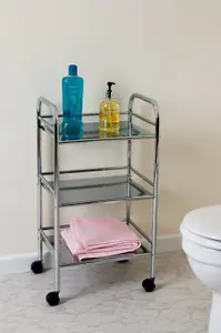 LUCY 3 TIER BATHROOM/KITCHEN/BEAUTY SALON STORAGE TROLLEY