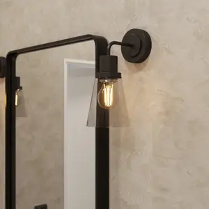 GoodHome Bobwhite Matt Black Wired Bathroom wall light