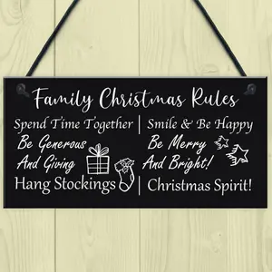 Funny Family Christmas Rules Sign Christmas Decoration Home Decor Family Gift