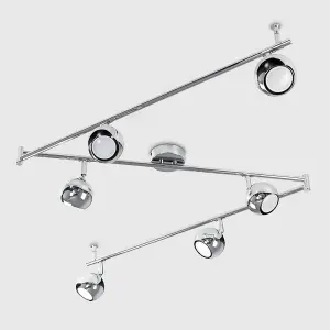 ValueLights Retro Adjustable 6 Way Eyeball Polished Chrome Ceiling Spotlight