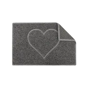 Heart Small Embossed Doormat in Grey with Open Back