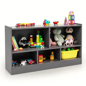 Costway Kids Storage Shelf Unit 5-Cubby Wooden Children Bookcase Toy Storage Organizer