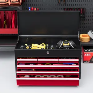 HOMCOM Lockable Metal Tool Chest w/ 6 Drawer, Ball Bearing Runners, Red