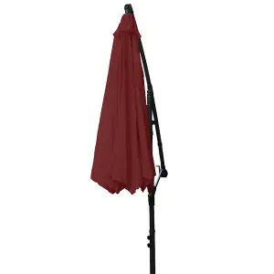 SunDaze 3M Wine Red Cantilever Garden Banana Parasol with Adjustable Crank Patio Shade