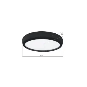 Milagro Gea Black LED Ceiling Lamp A Stylish Contemporary 39CM 36W Light With Remote Control And Low Energy Light Source