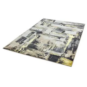 Yellow Modern Easy To Clean Abstract Rug For Dining Room Bedroom And Living Room-120cm X 170cm