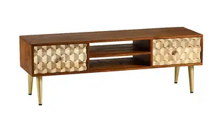 Edison Large Plasma TV Stand - Solid Mango Wood - L40 x W140 x H45 cm