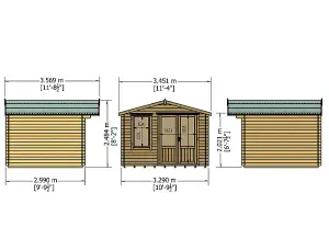 Berryfield Log Cabin Home Office Garden Room Approx 11 x 10 Feet