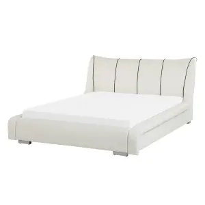 Leather EU Double Bed White NANTES